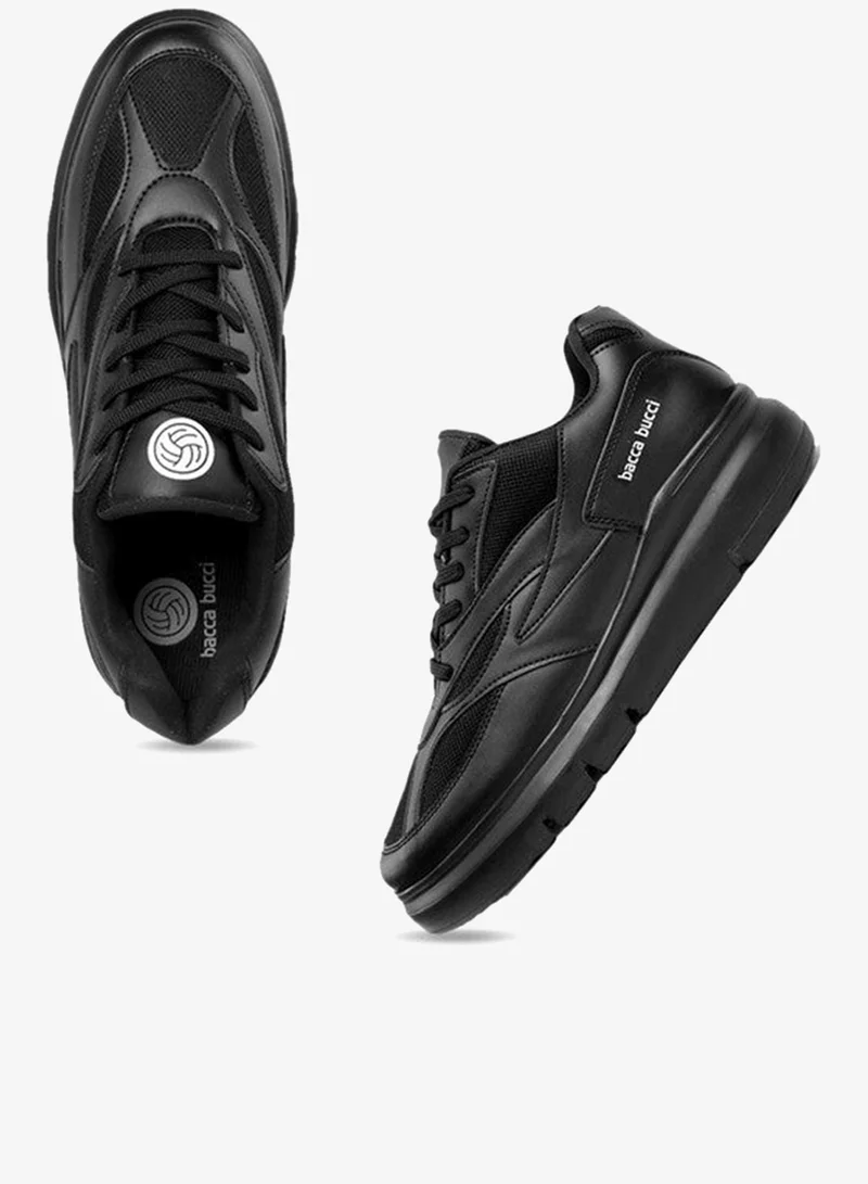 Bacca Bucci Black Urban Retro Blocked Fashion Sneakers for Men | Best Price UAE